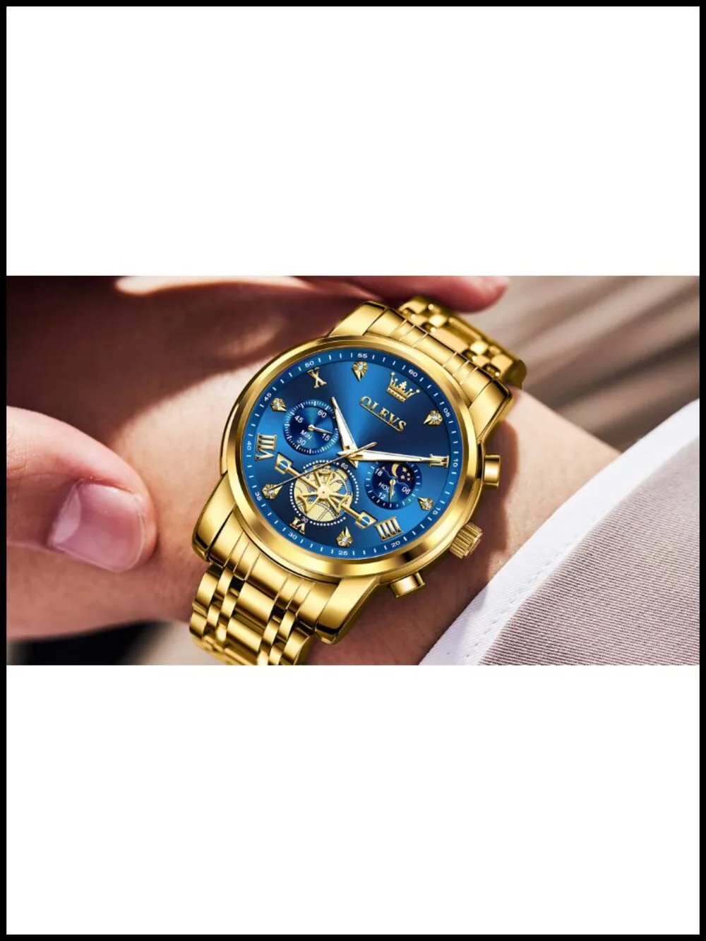 Men's Stainless Steel Chronograph Dress Watch 42mm Quartz